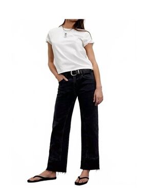 Free People Black Straight-Leg Risk Taker Jeans